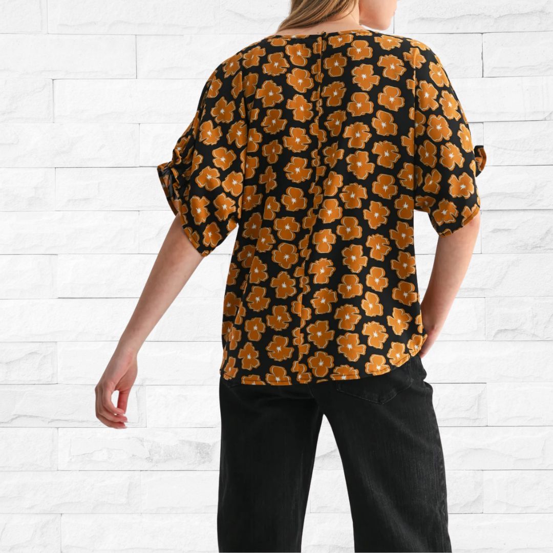 Black Flower Dolman