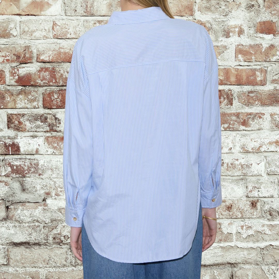 Blue Pinstripe Button Up-Plus