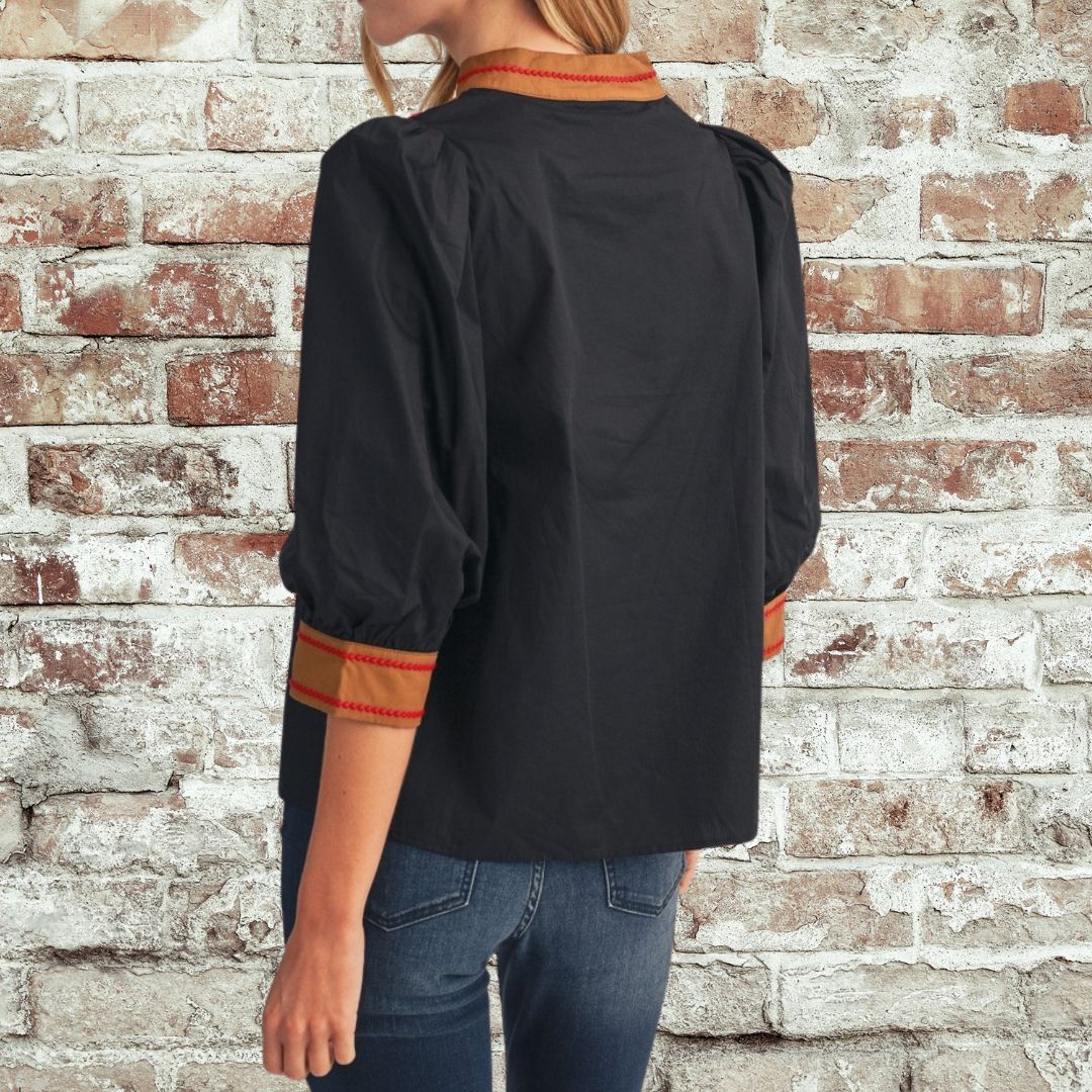 Accent Color Block blouse