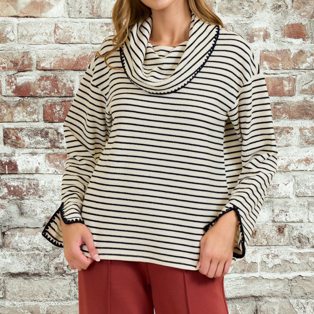 Striped Cowl Top
