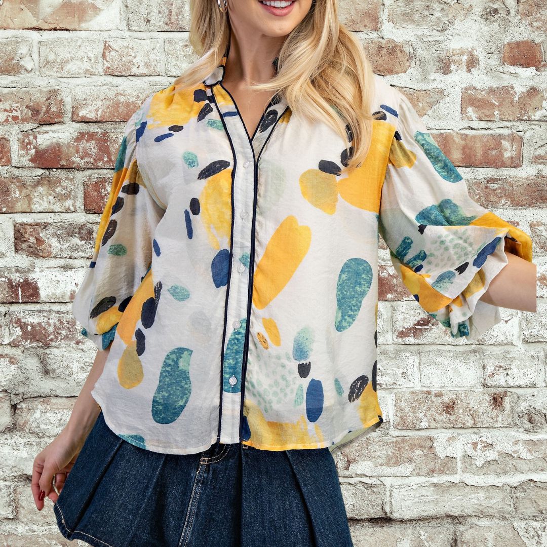 Printed Piping Blouse