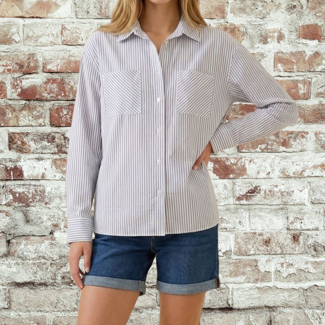 Striped Oversized Button Up