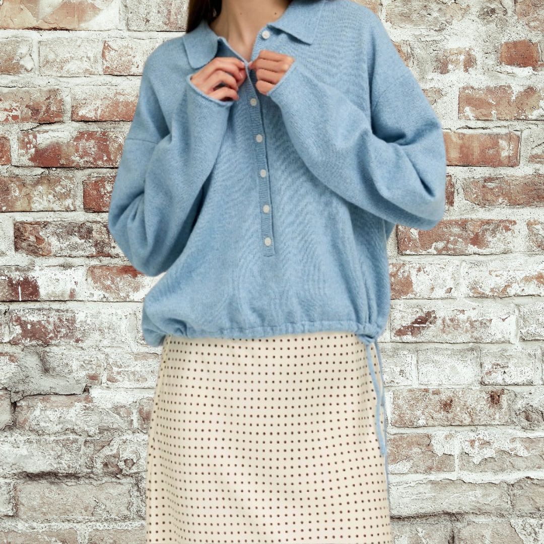 Misty Blue Collar Sweater