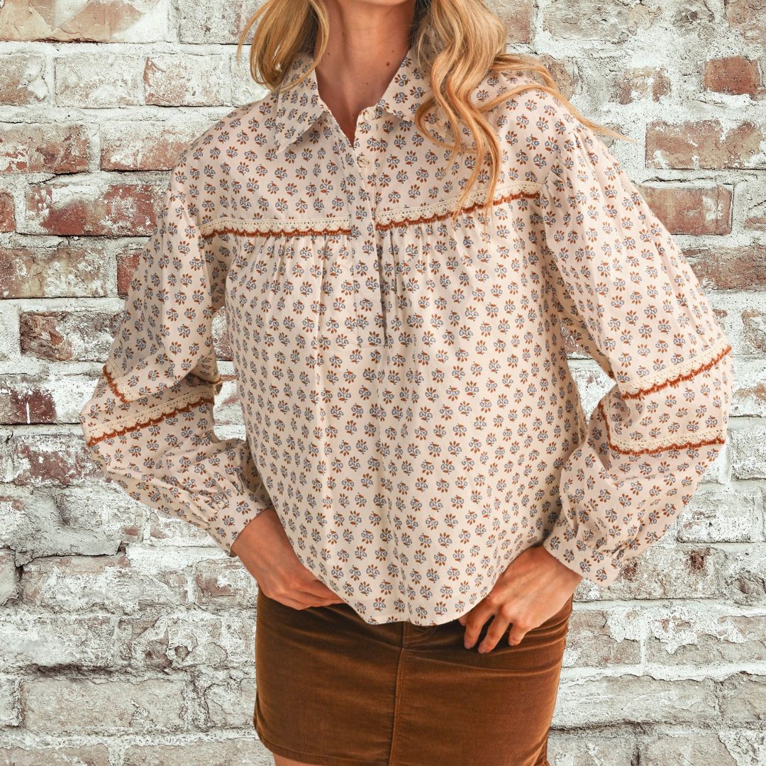 Cream Floral Top