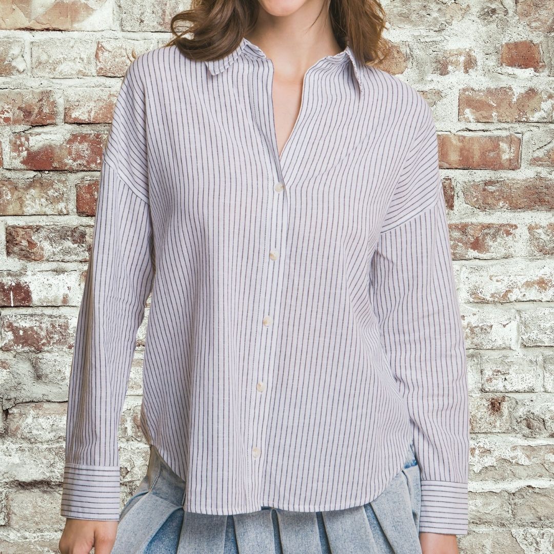 White Stripe Button Up