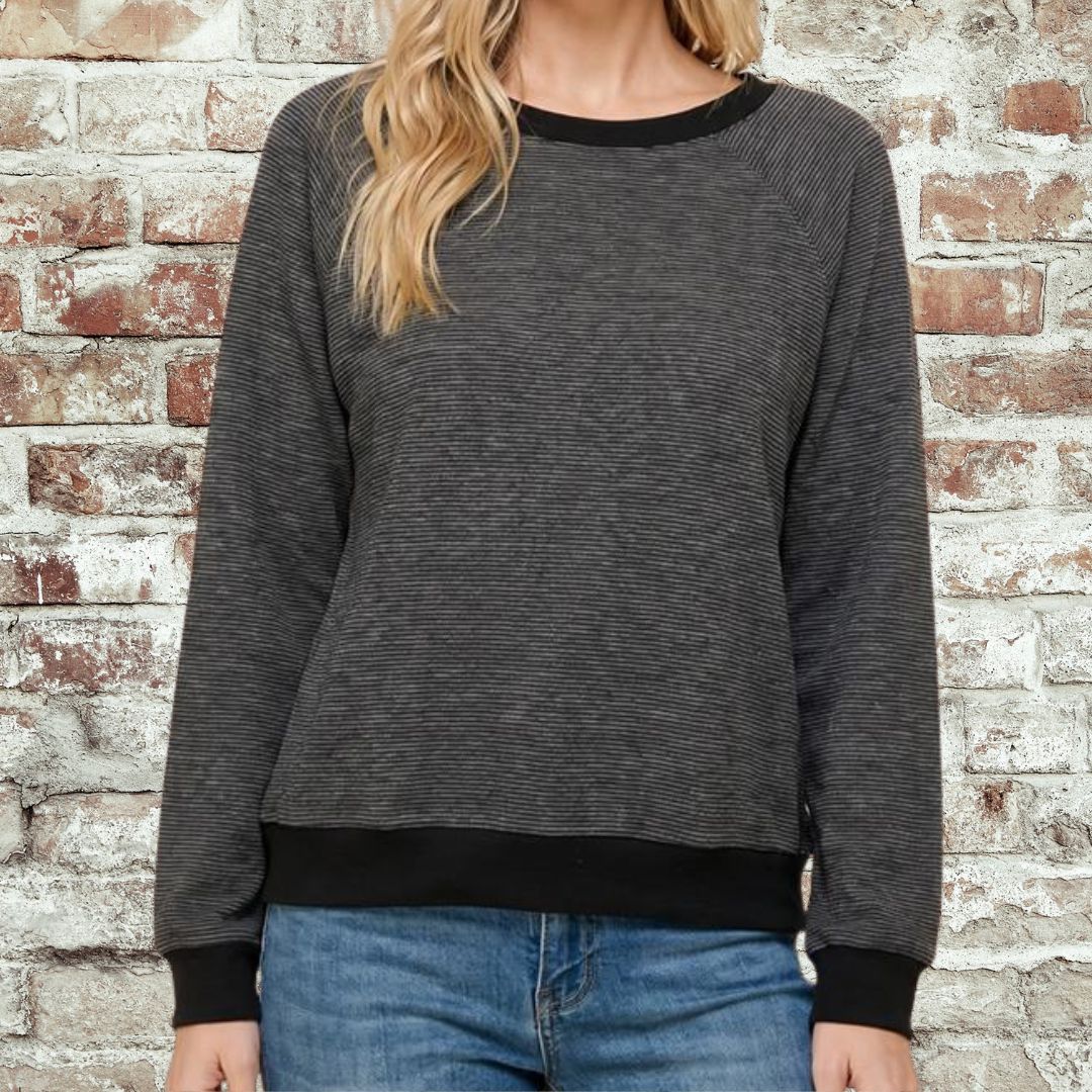 Black Pinstripe Pullover