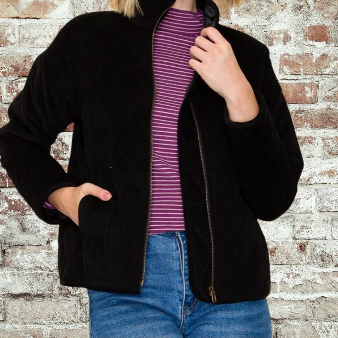 Black Quilt Cord Jacket