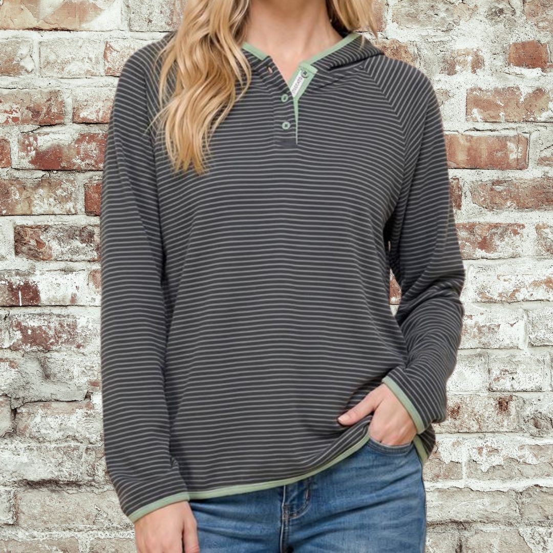 Sage Color Trim Hoodie