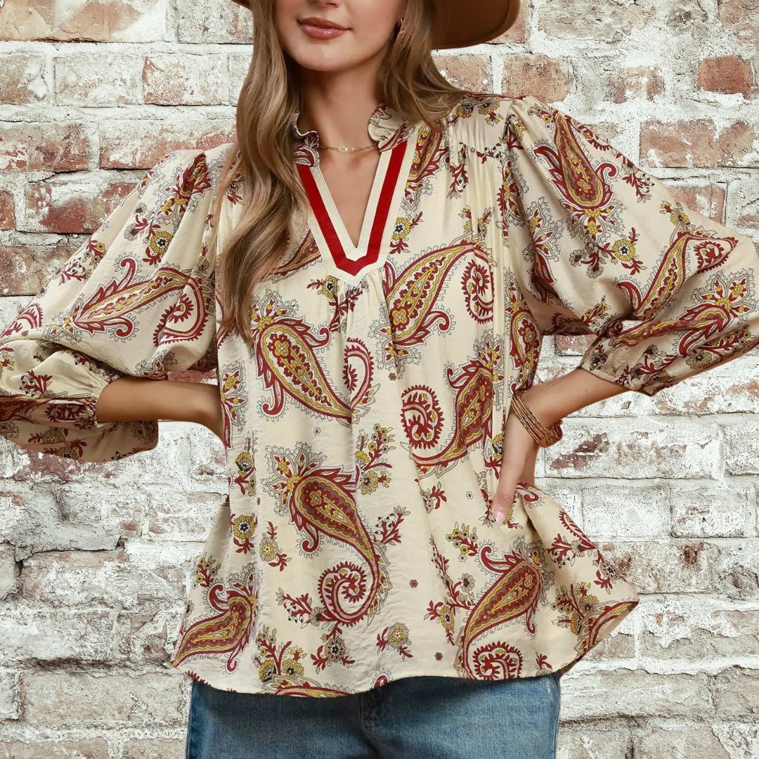 Paisley V Neck Blouse