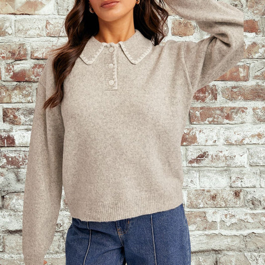 Grey Embroidered Sweater