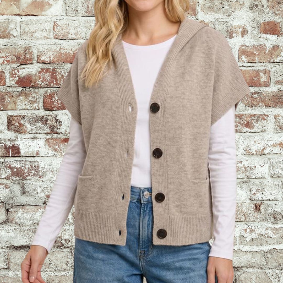 Taupe Hoodie Vest