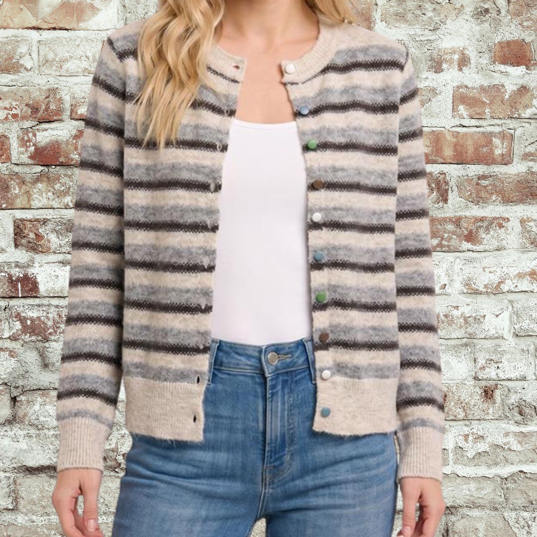 Color Button Cardigan