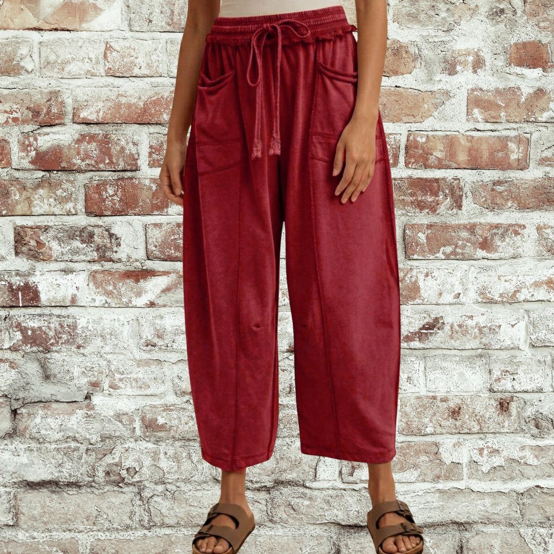 Burgundy Barrel Pant