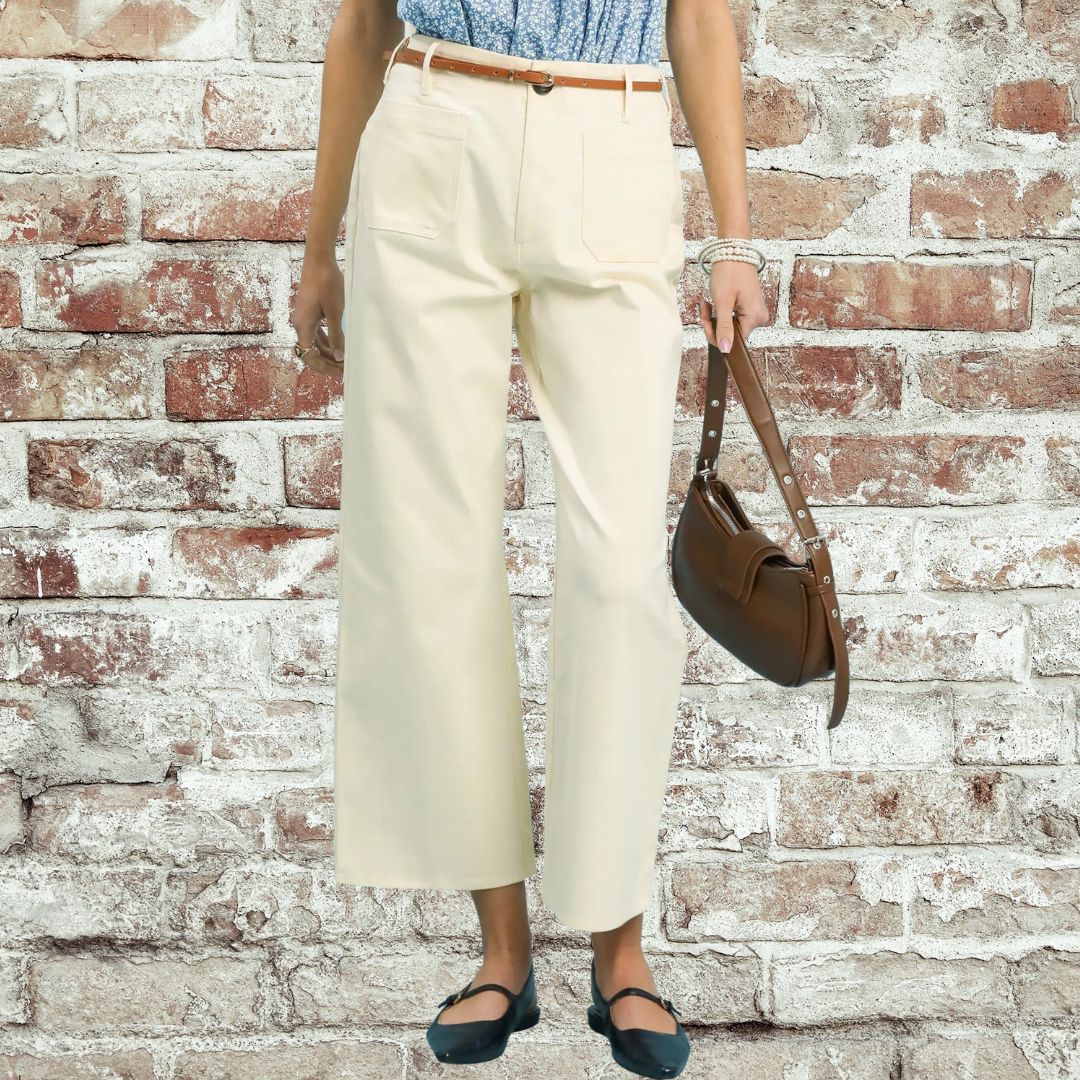 Ecru Wide Leg Pants