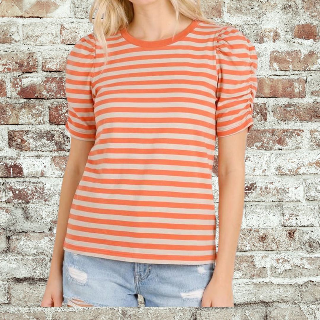 Orange Puff Sleeve Top