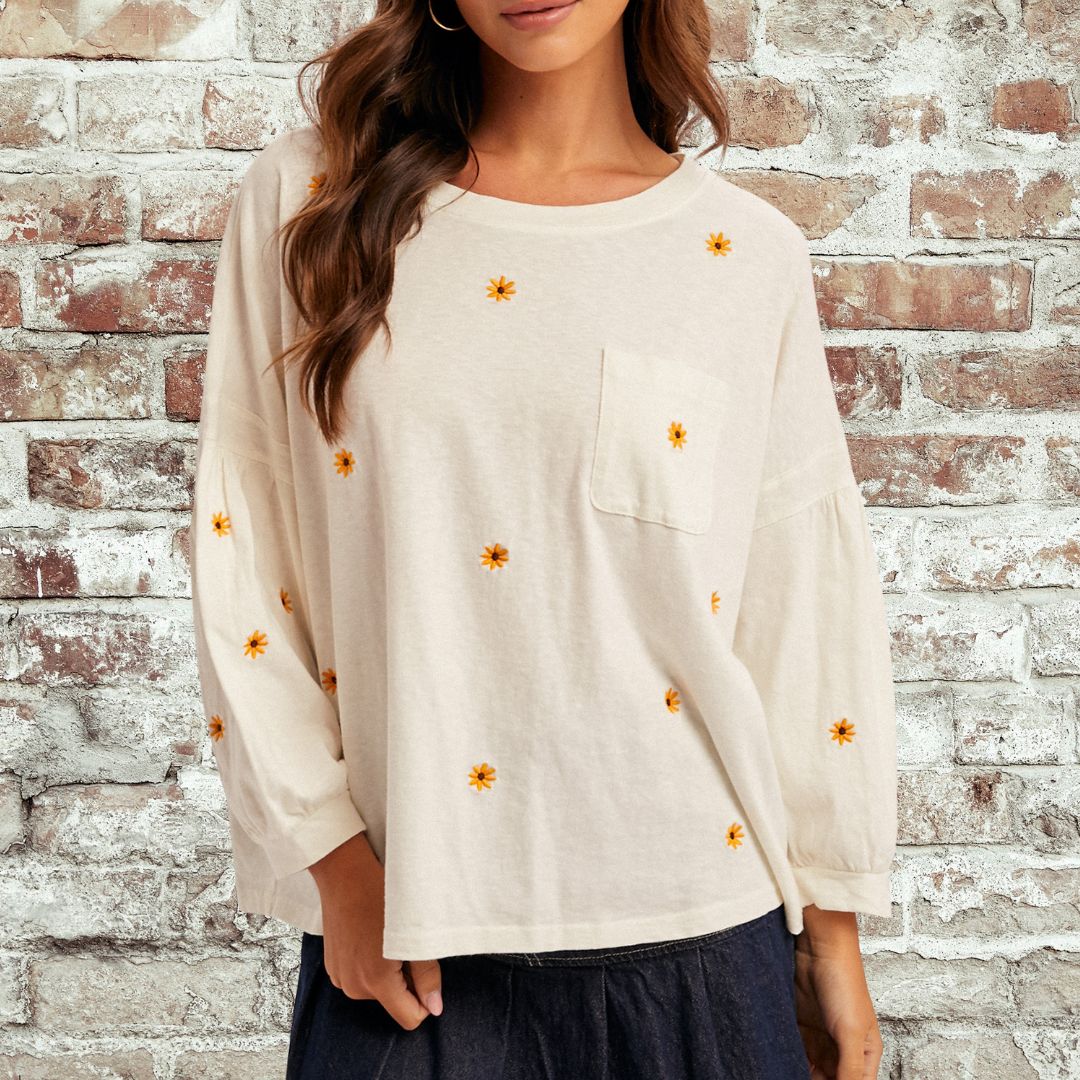 Daisy Embroidered Top