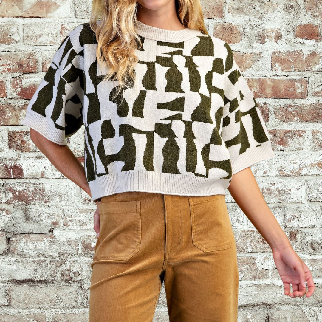 Olive Geometric Sweater