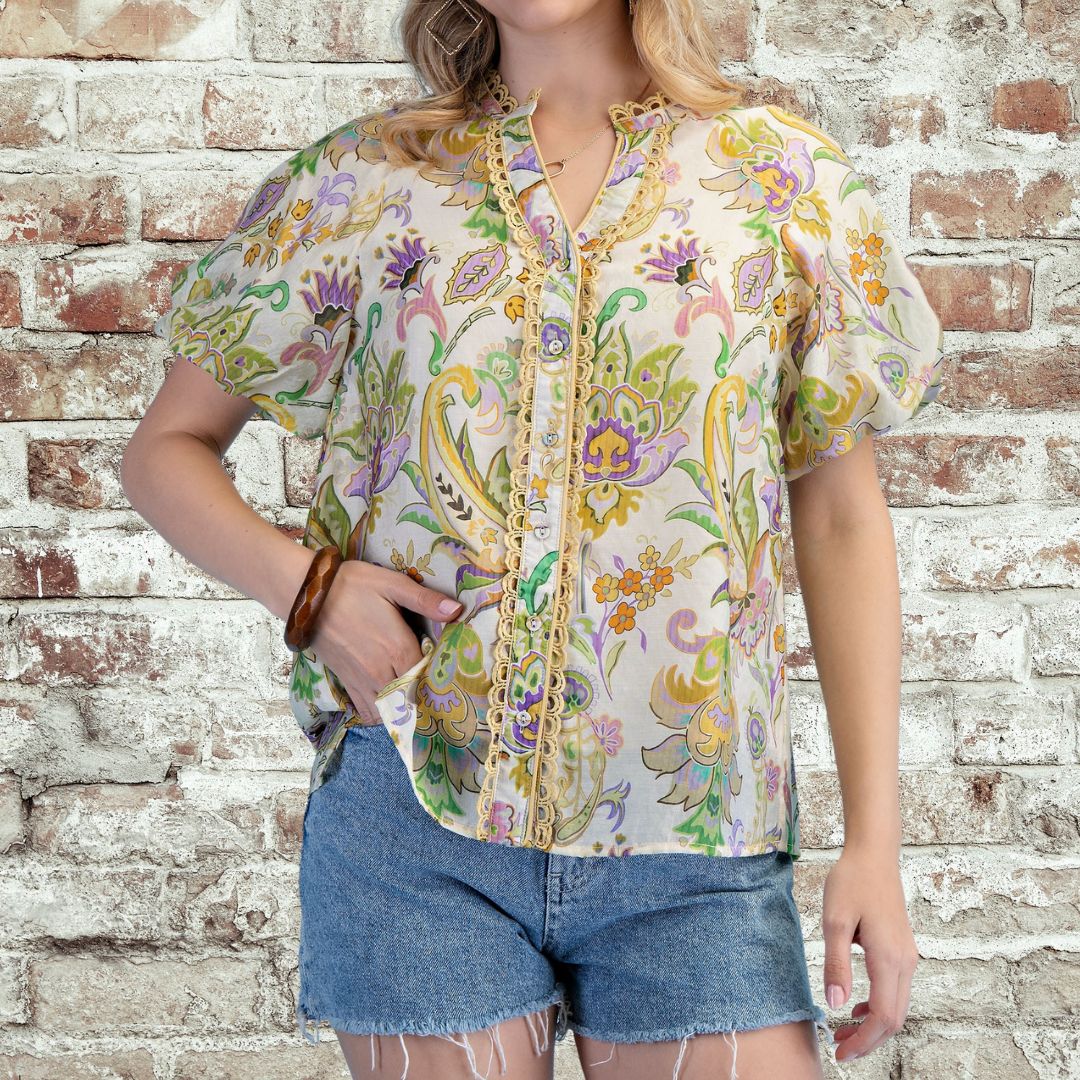 Kiwi Print Blouse