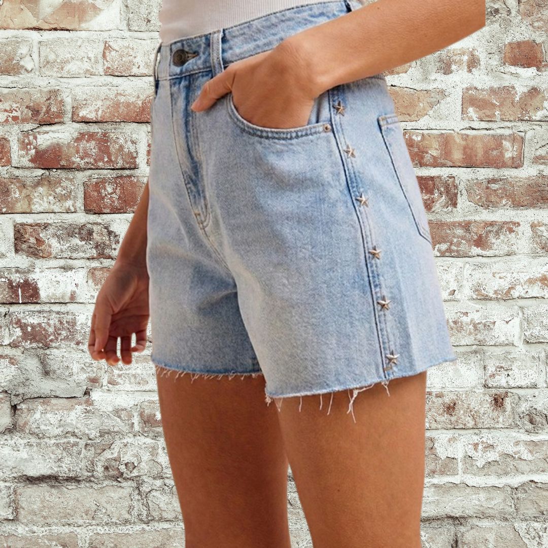 Denim Stud Star Shorts