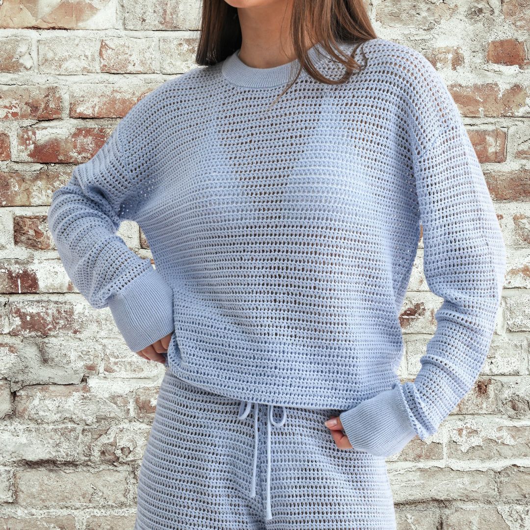 Blue Crochet Pullover