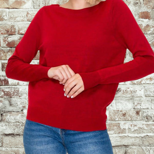 Red Boat Neck Sweater