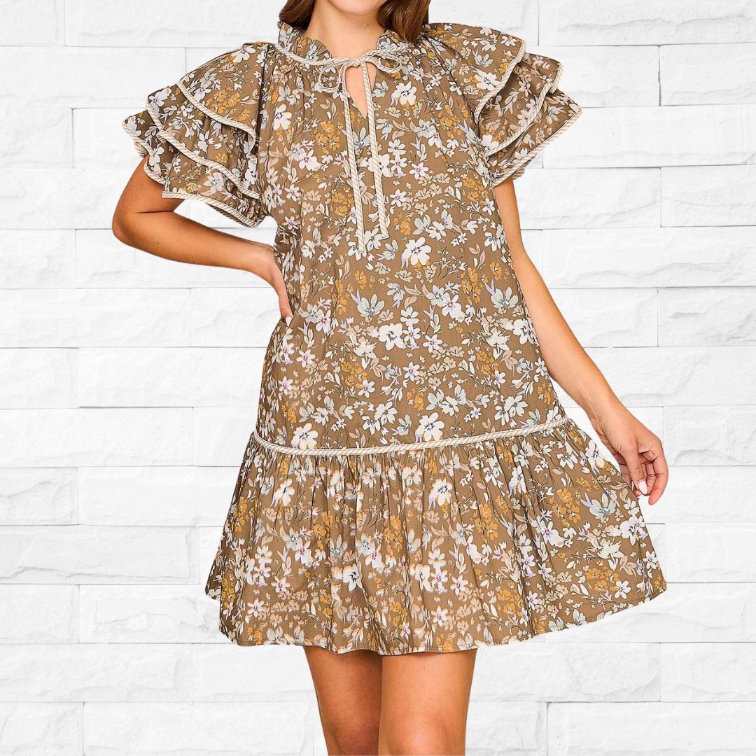 Taupe Floral Babydoll