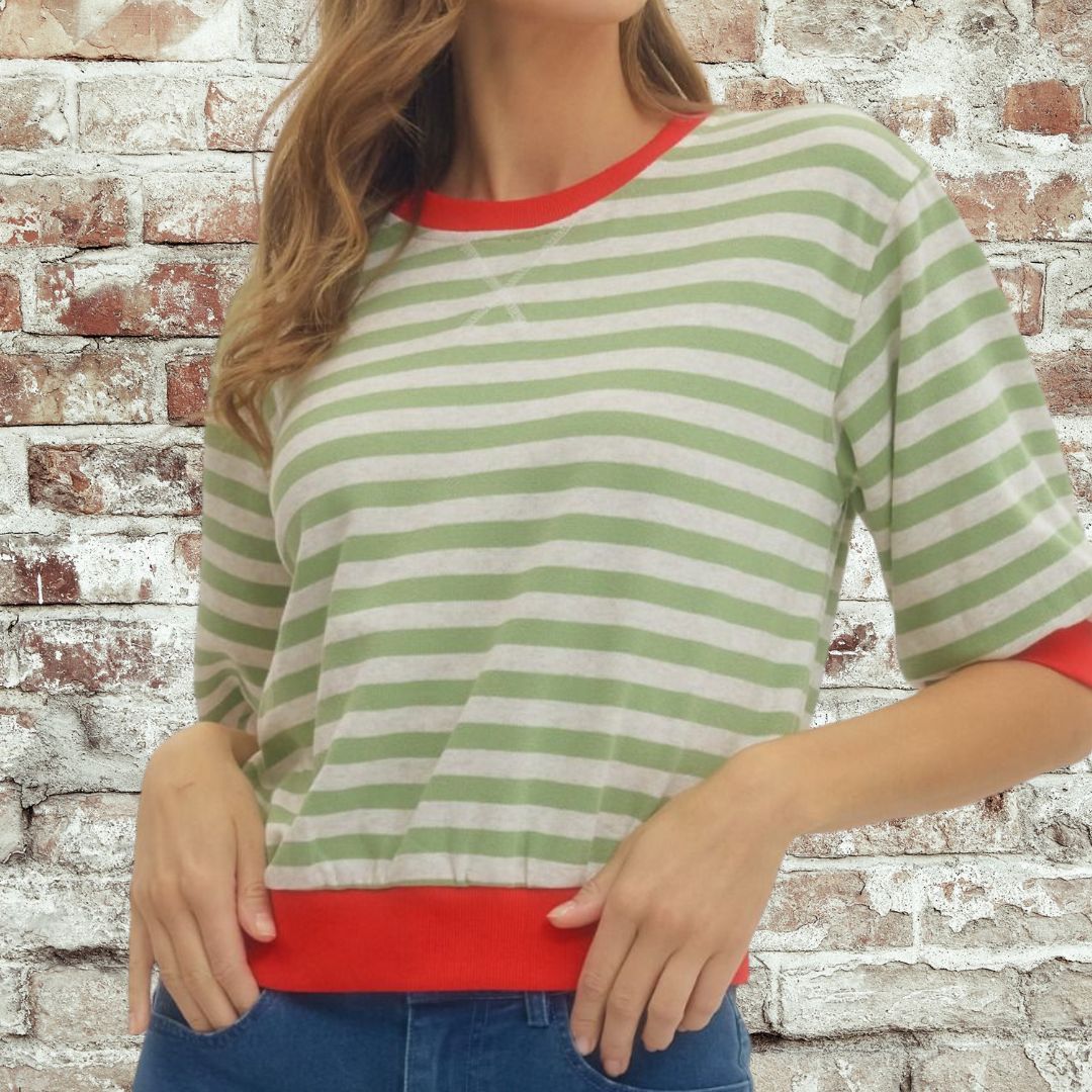 Sage Striped Top