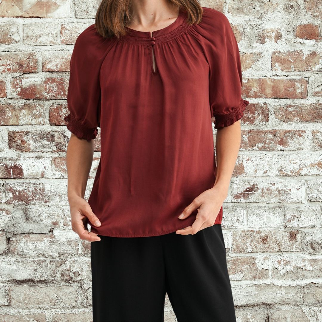 Brick Satin Blouse