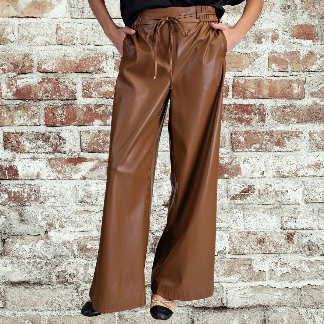 Pleather Tie Waist Pants