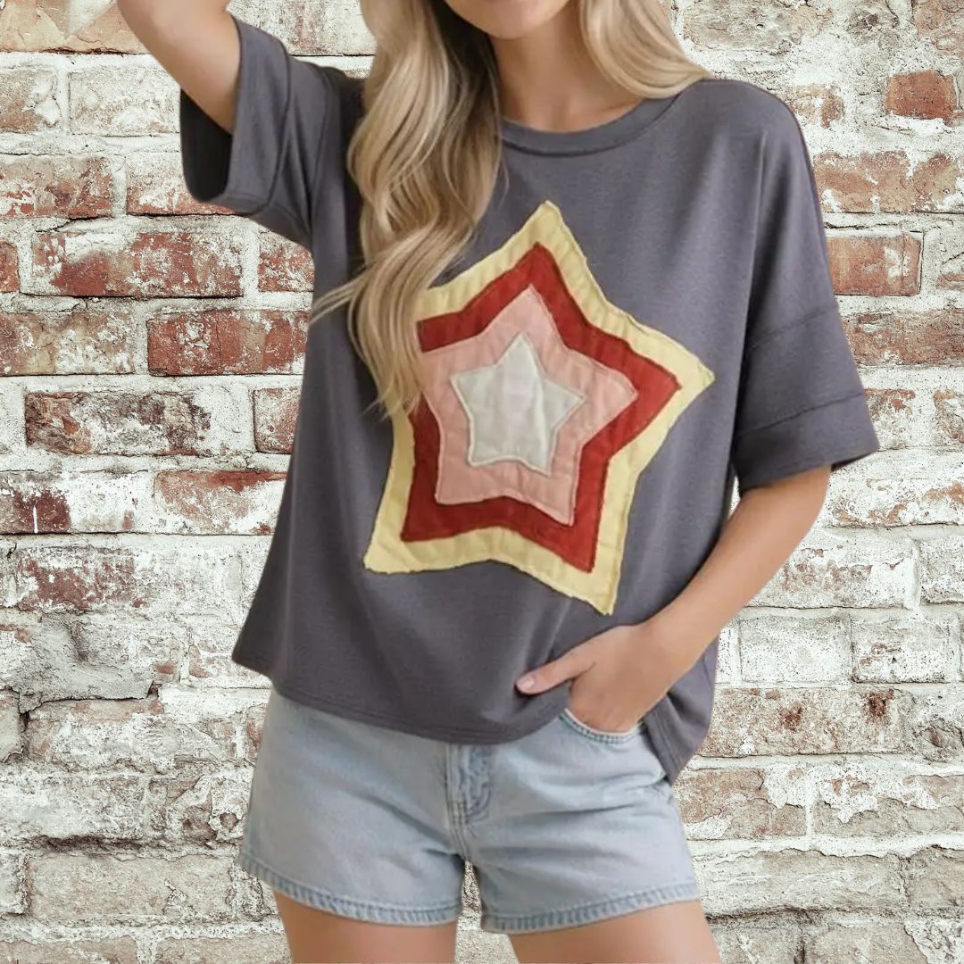Star Patchwork Top-Plus
