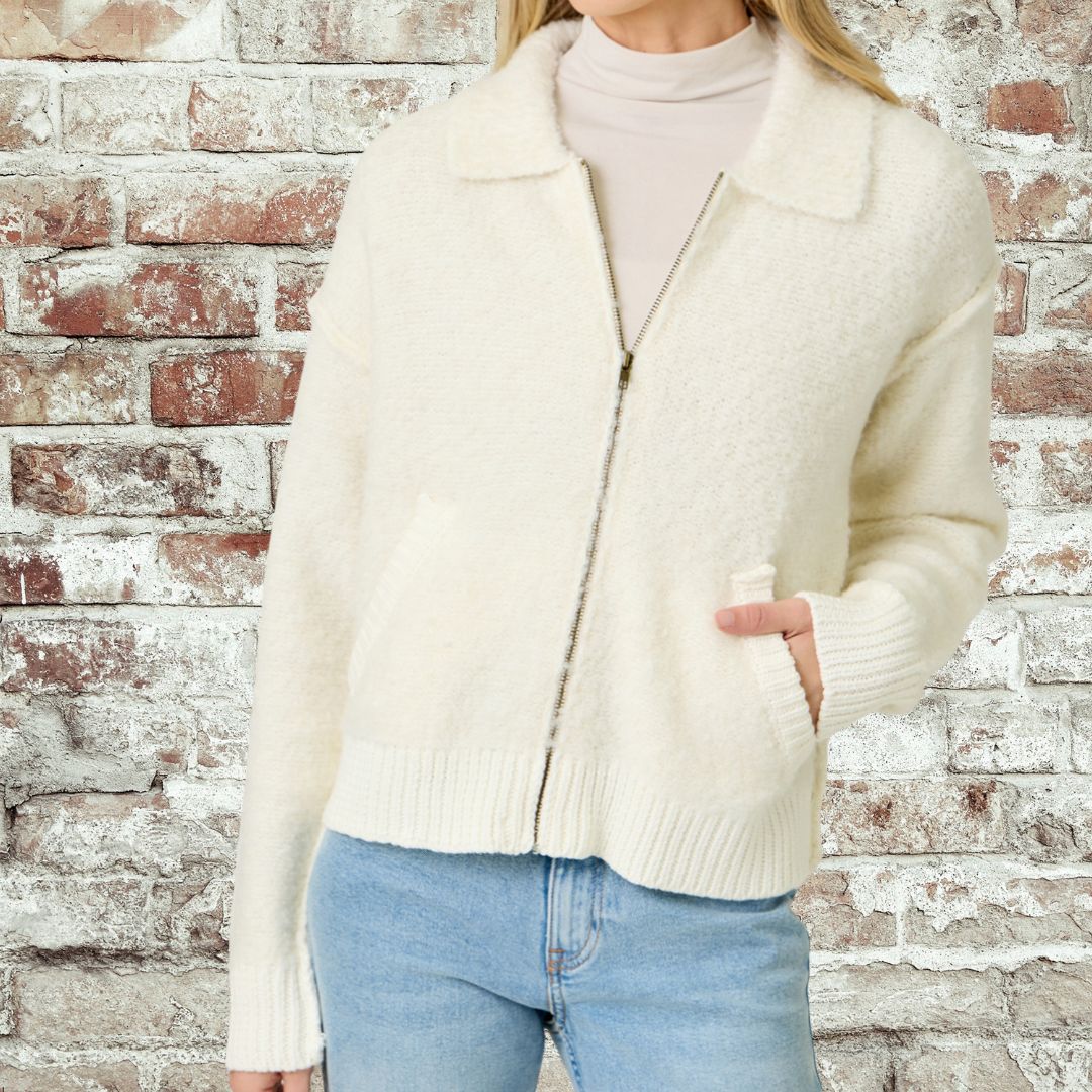 Ivory Zip Sweater