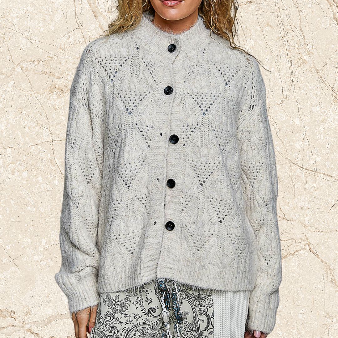 Almond Fuzzy Cardigan