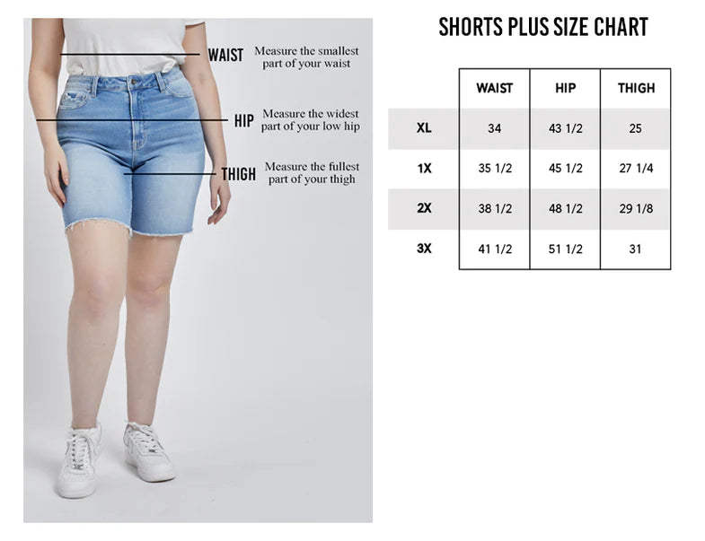 Fray Hem Shorts-Plus