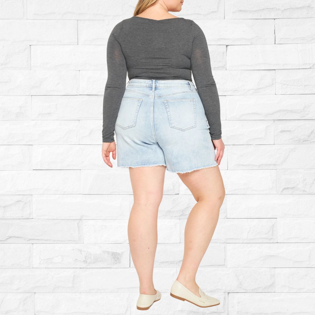 Fray Hem Shorts-Plus