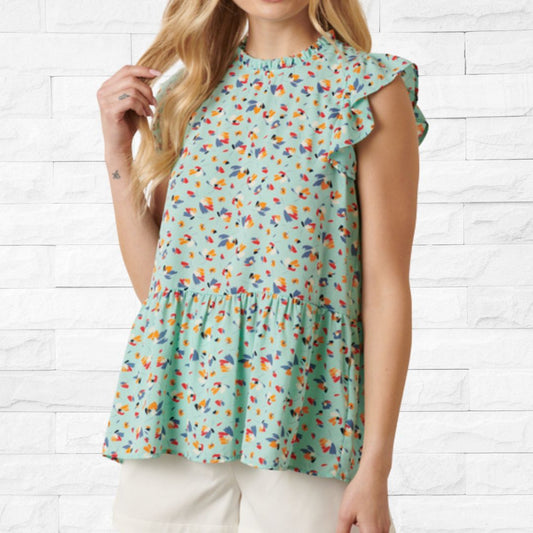 Aqua Ruffle Peplum