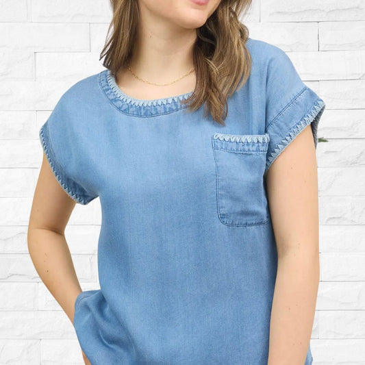 Chambray Trim Top