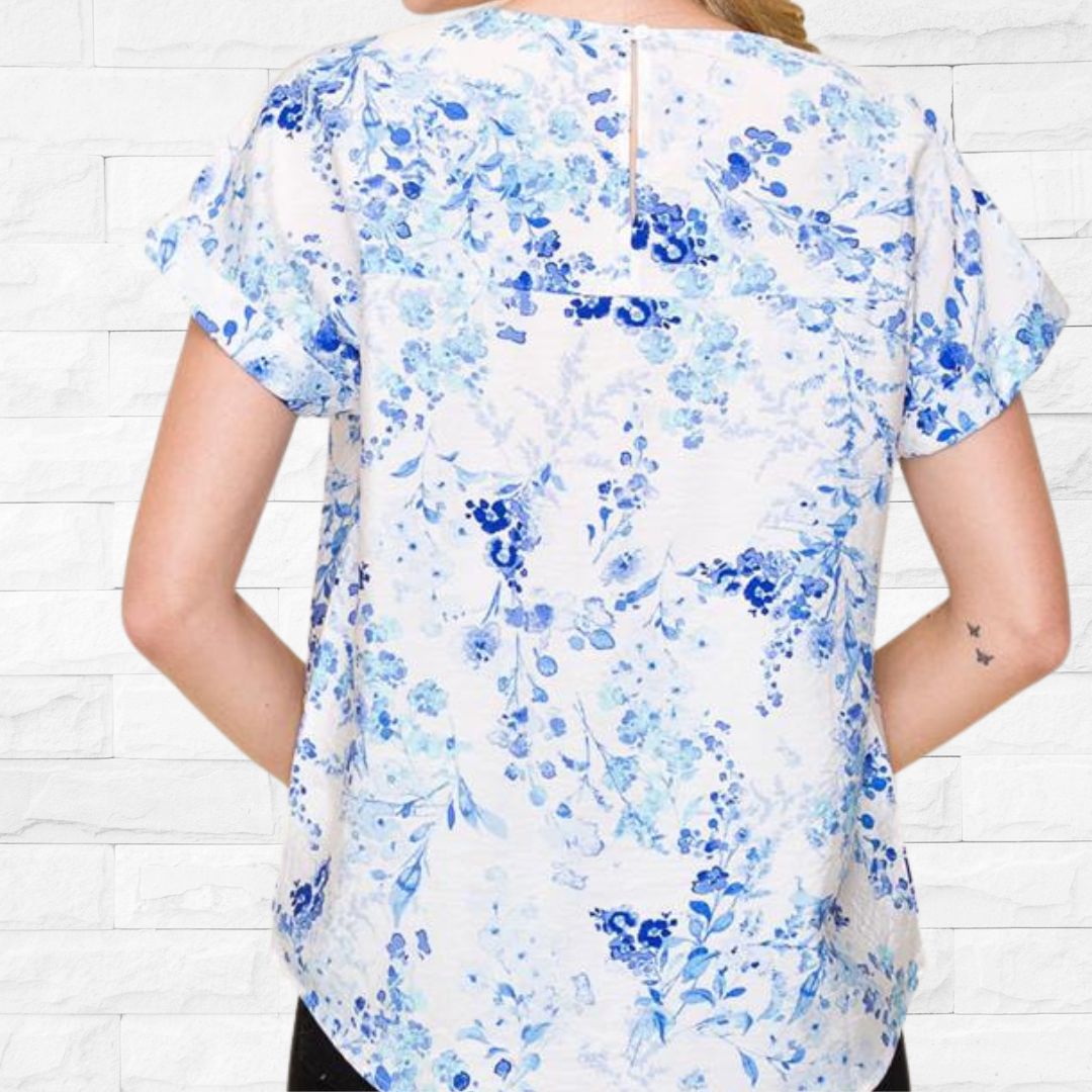 Blue Crinkle Blouse