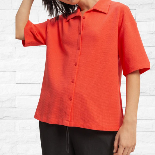 Waffle Collar Top