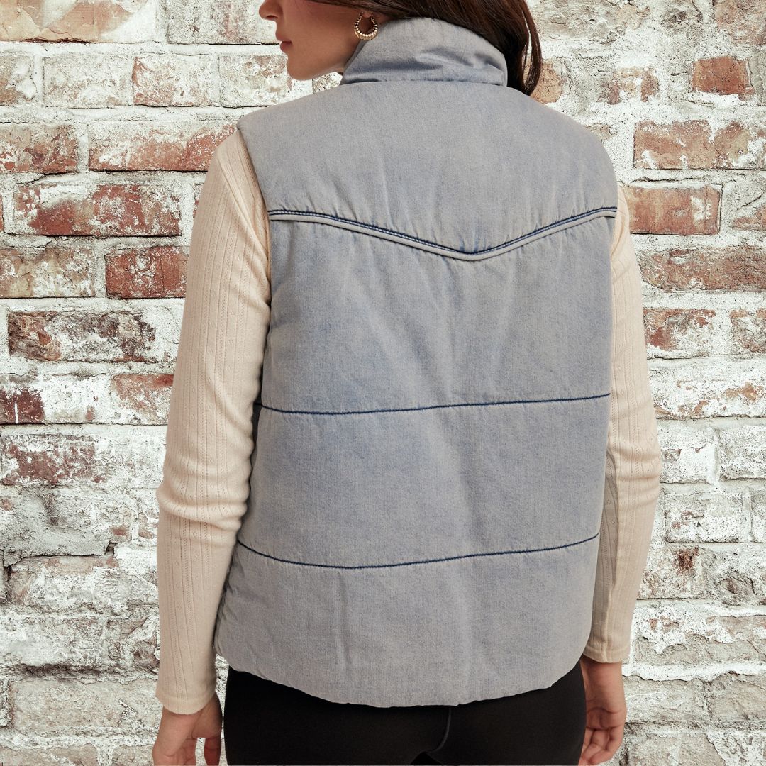 Denim Puffer Vest