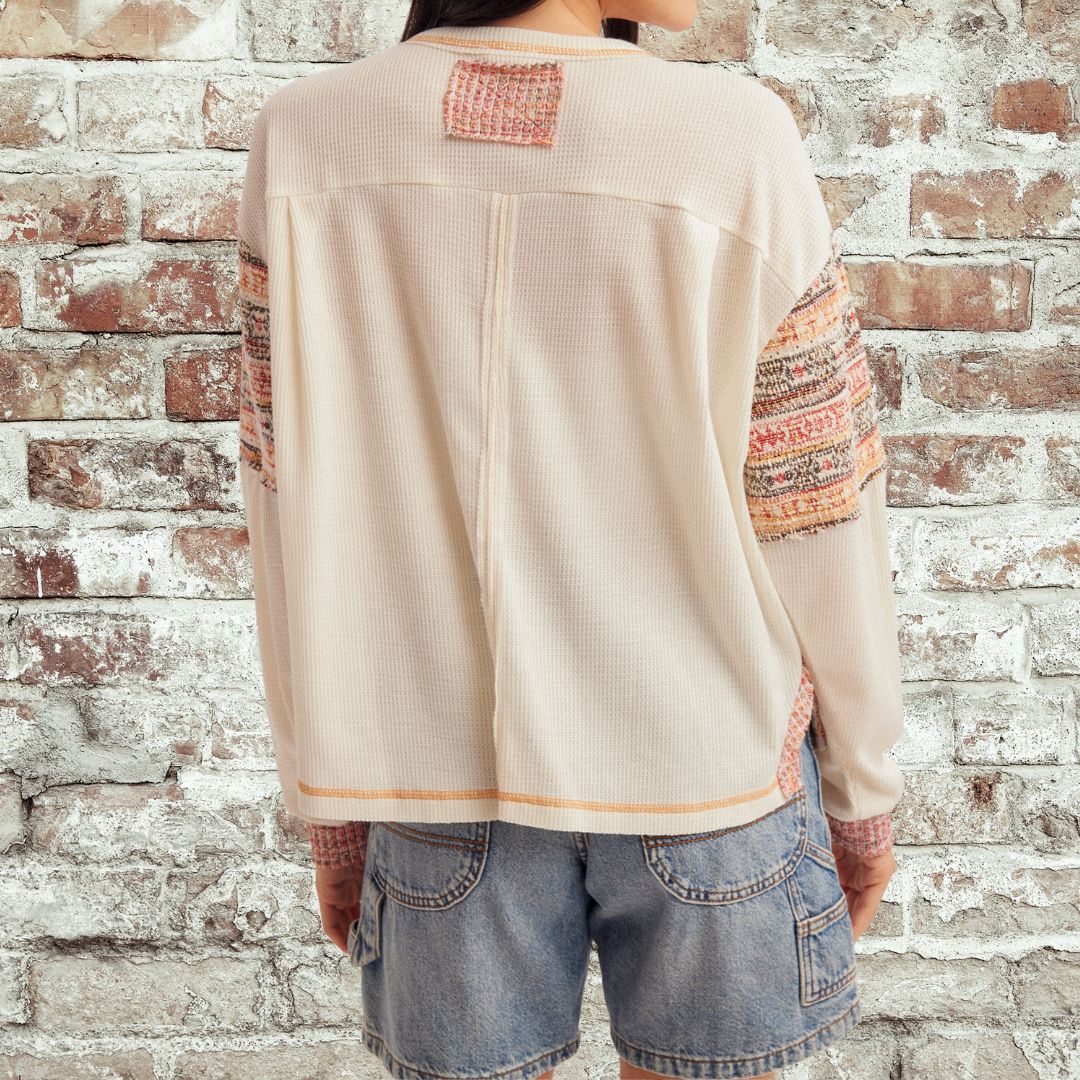 Lace Texture Henley Top
