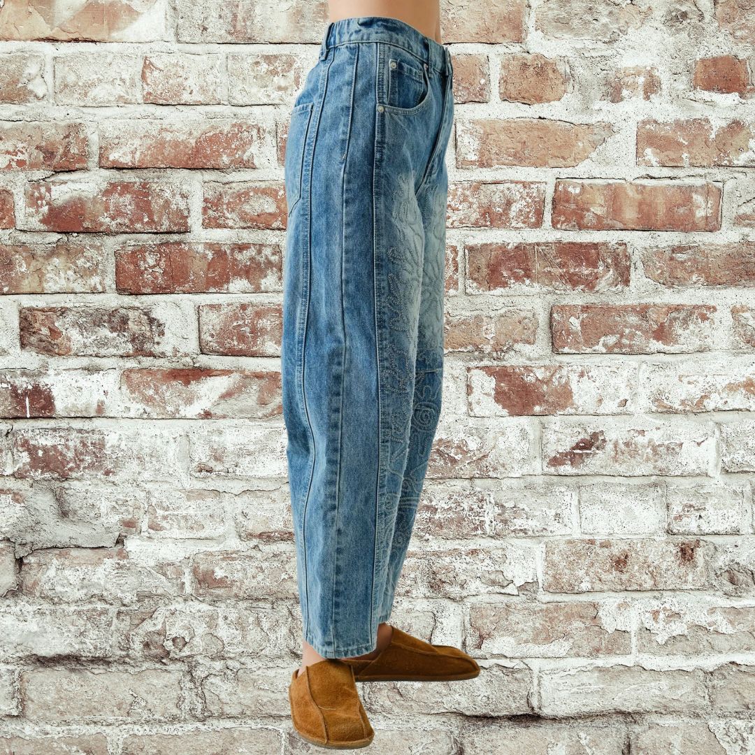 Embroidered Barrel Pant