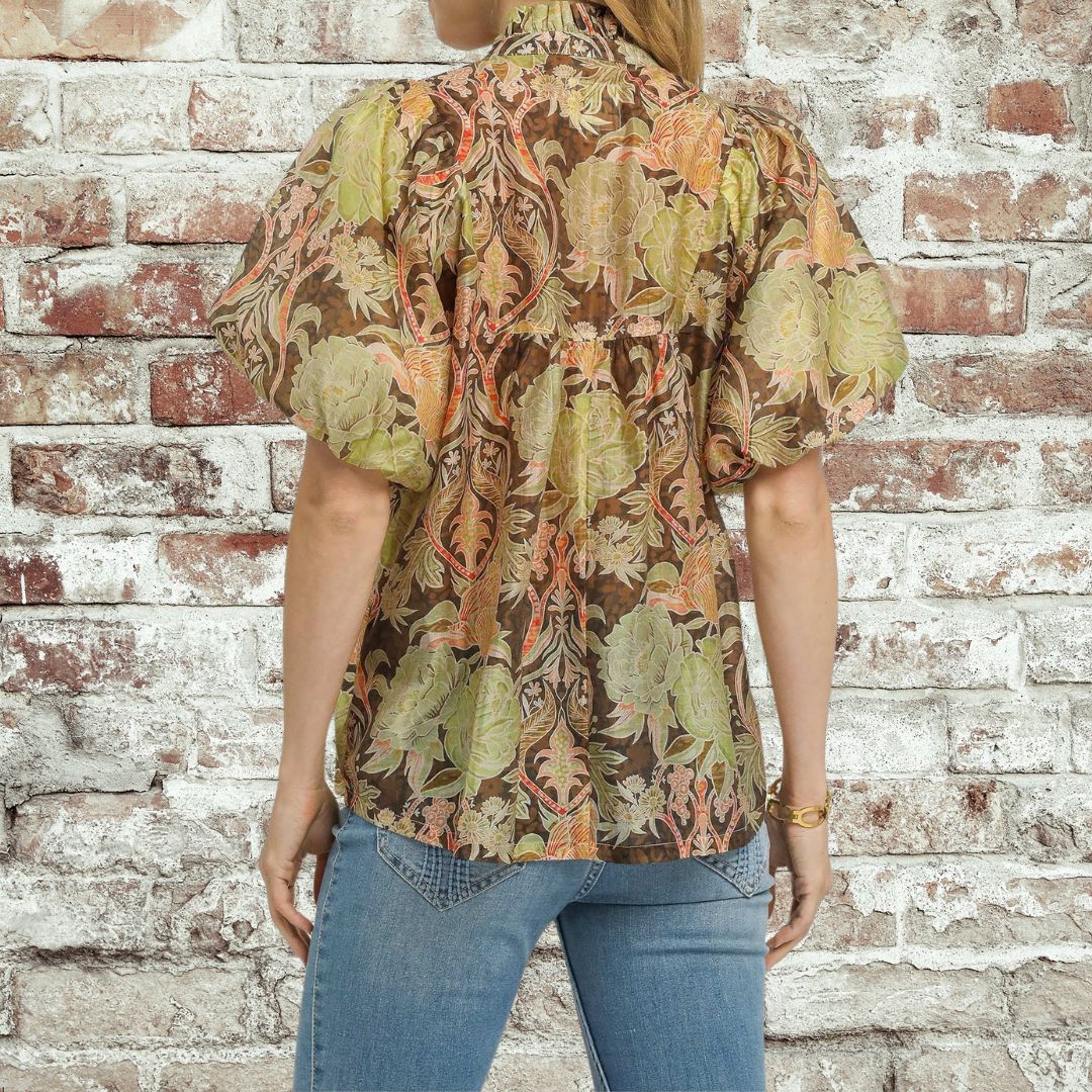 Brown Peasant Top
