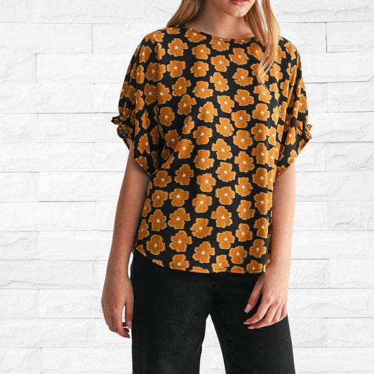 Black Flower Dolman