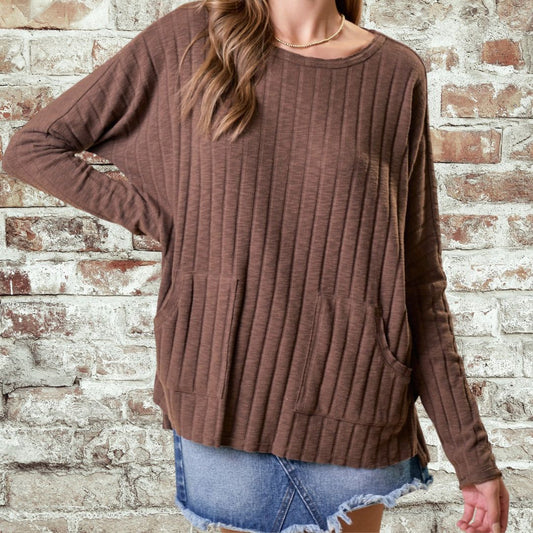 Brown Pocket Top