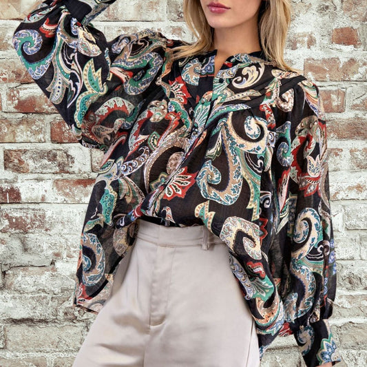 Black Paisley Top