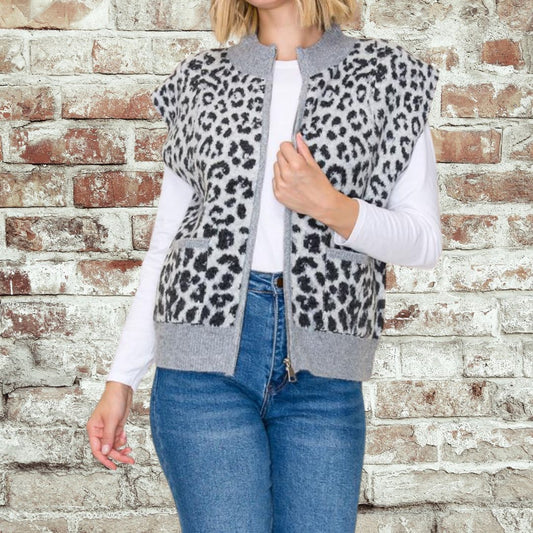Grey Leopard Vest