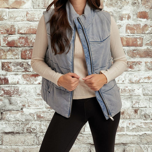 Denim Puffer Vest