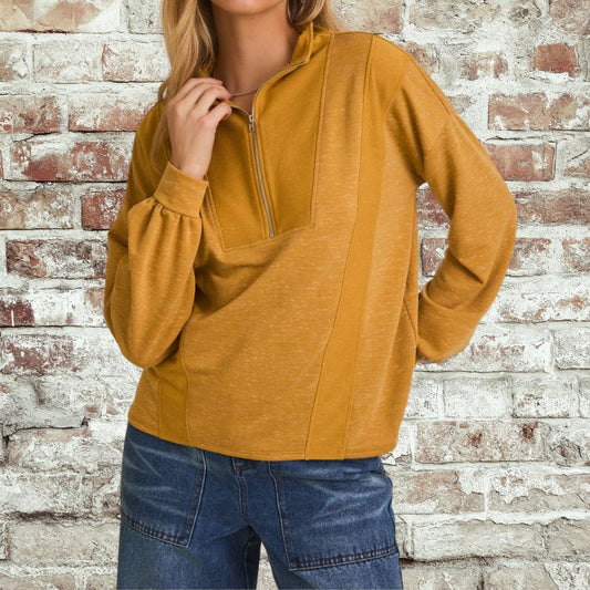 Mustard Half Zip Top