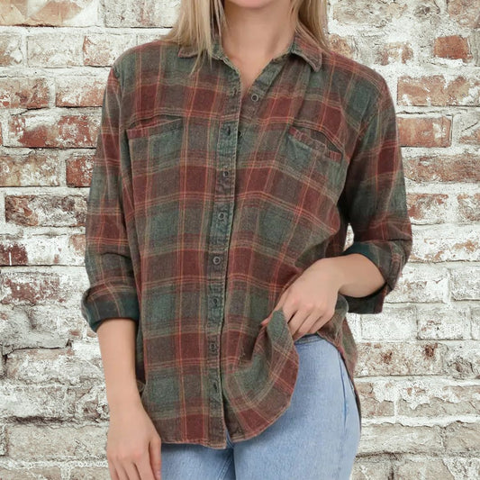 Green Plaid Top