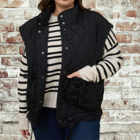 Black Quilt Vest-Plus